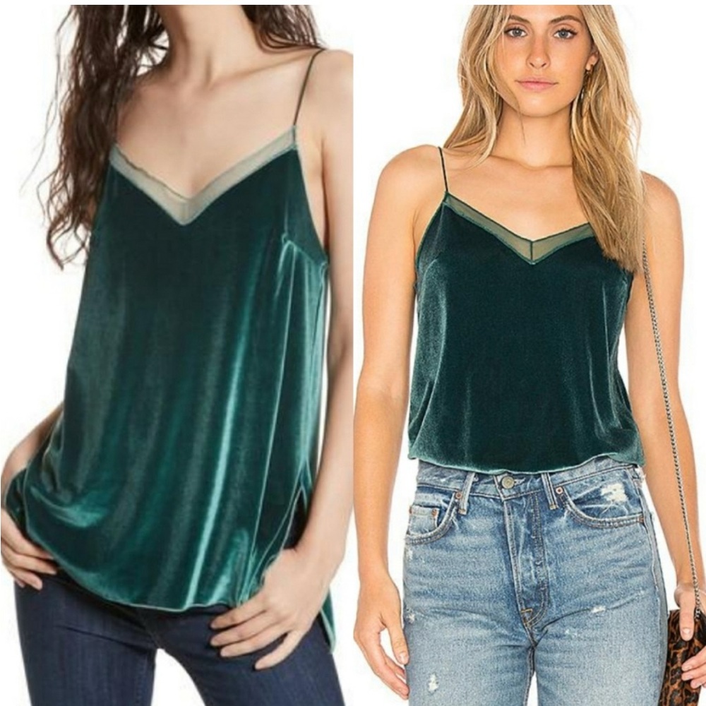 Intimately Free People Green Velvet Cami Size Small Petite